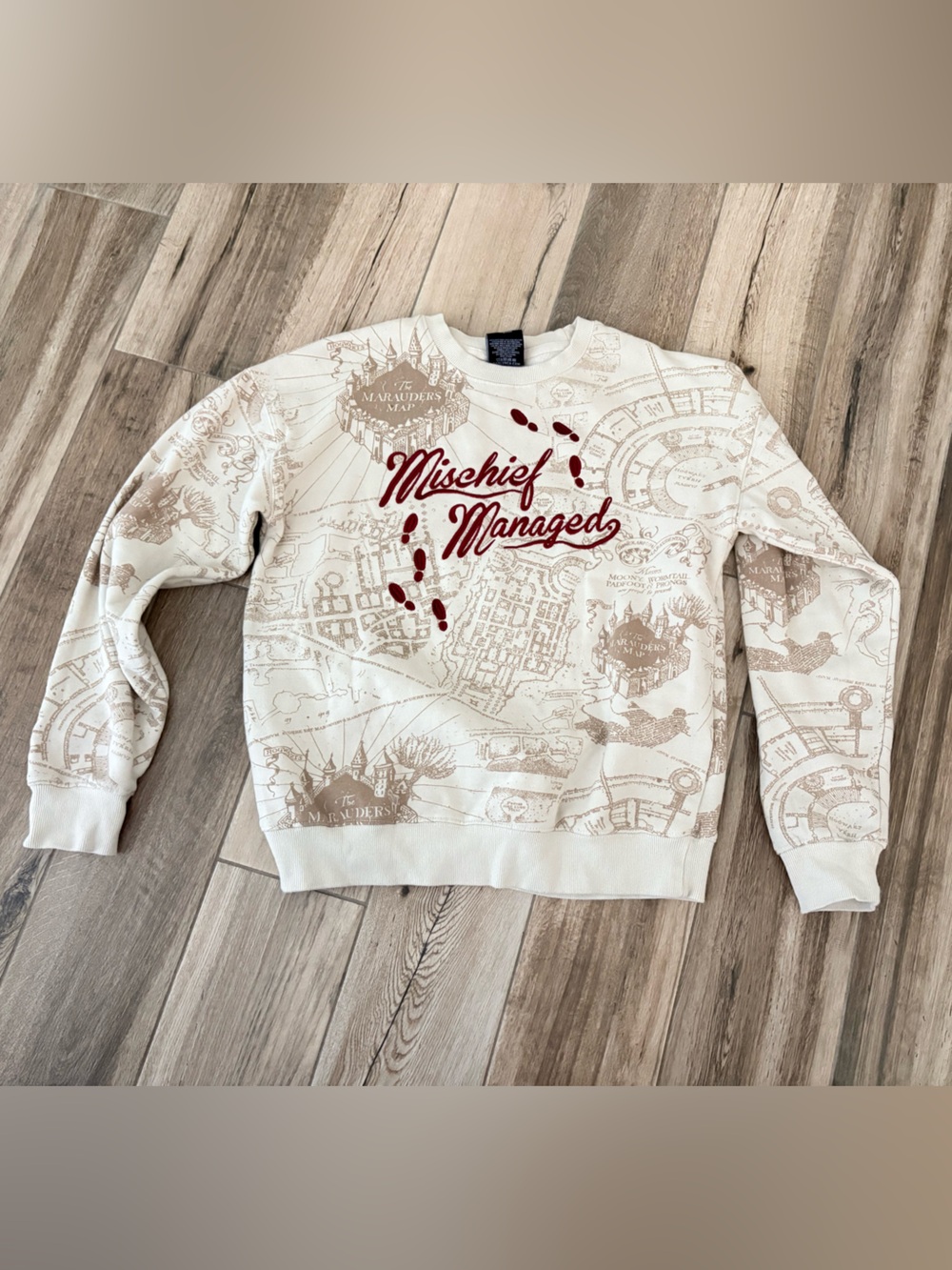 Harry Potter Cream Sweatshirt "Mischief Managed"  by Box Lunch size Small